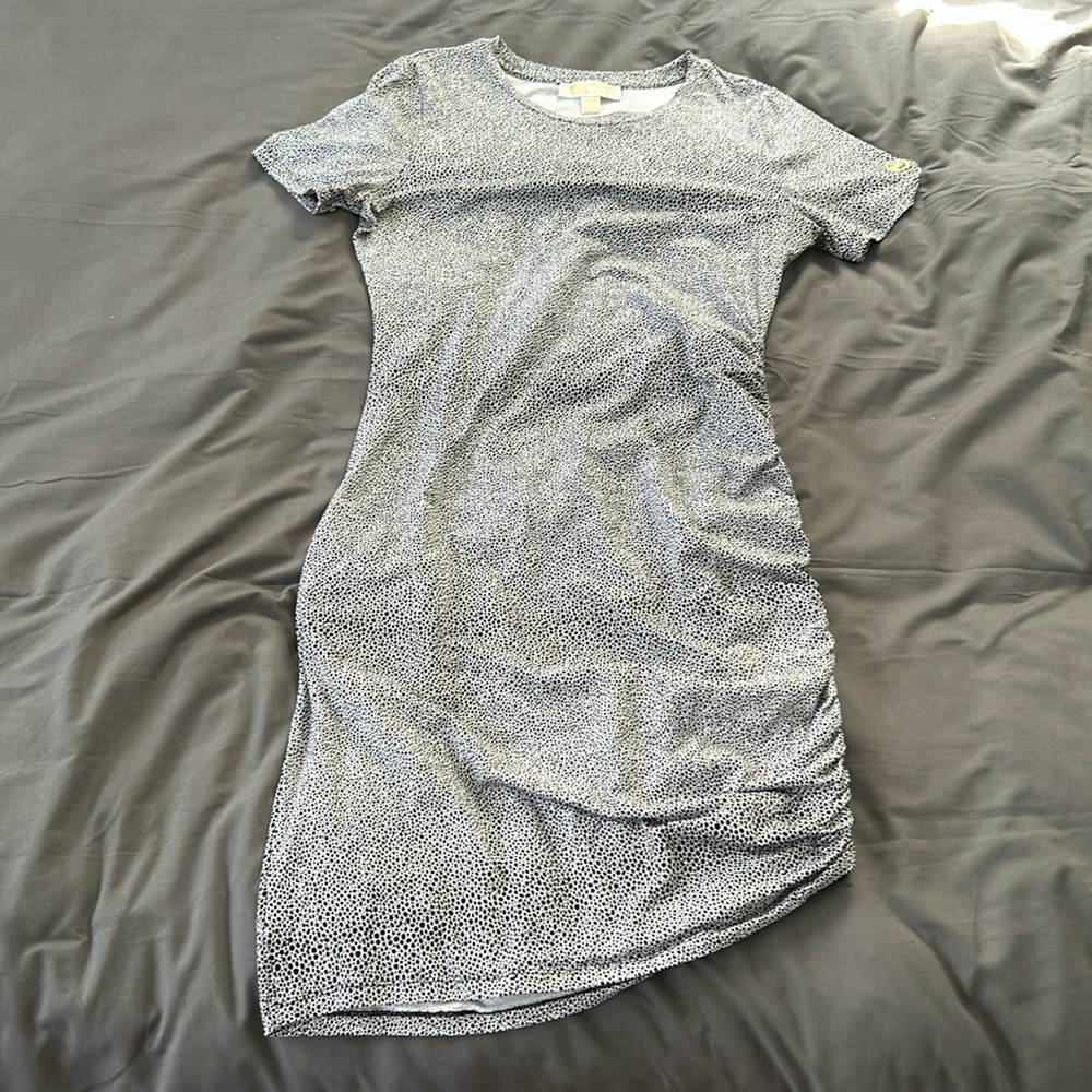 Michael Kors Black and White Speckled Short Sleeve Dress